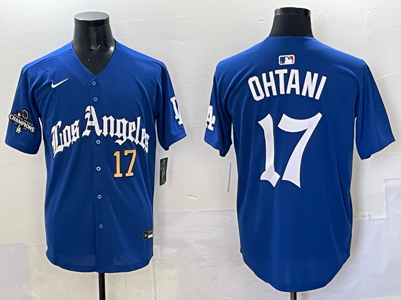 Men Los Angeles Dodgers #17 Ohtani Blue 2025 Nike MLB Jersey style 008